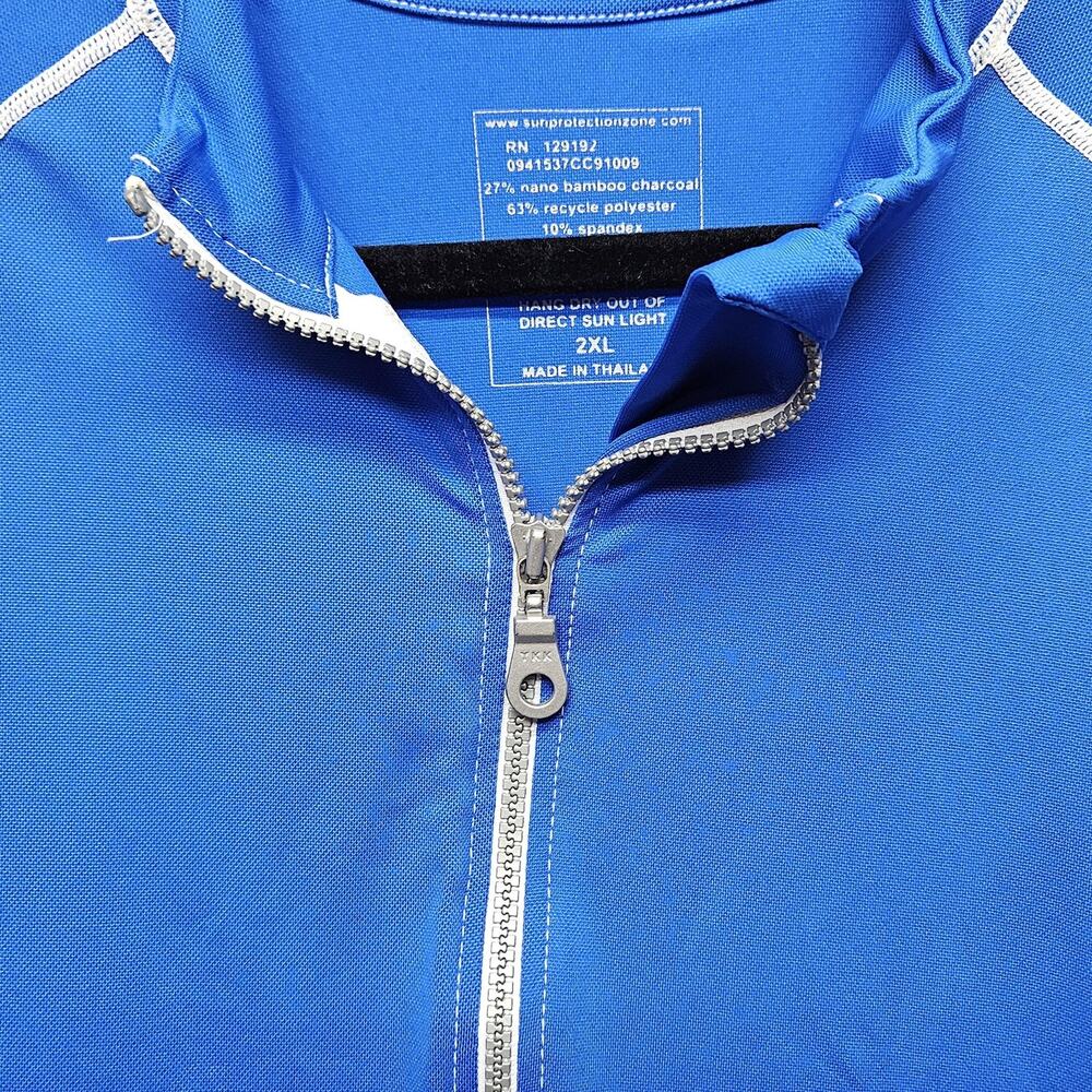 DuckSkinz Jacket Mens 2XL Blue Full Zip UV Sun Protection Rash Guard Swimwear - Picture 3 of 8